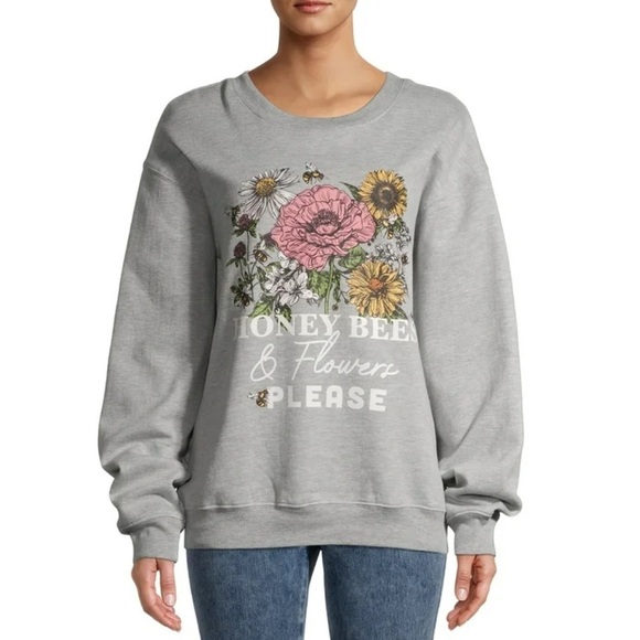Honey Bees Please Juniors Graphic LS Sweatshirt Plus Size XXL - Picture 10 of 10